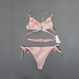 Belle Poque Women's Two Piece Bandage Bikini Set Tie Bikini Bottoms Swimsuit Med